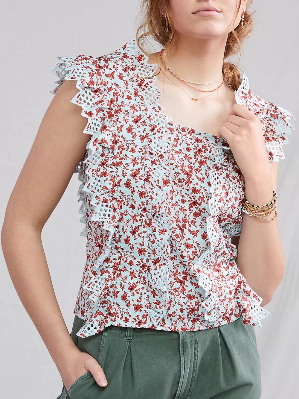 Anthropologie “Blue Tassel” Trina Bow Blouse